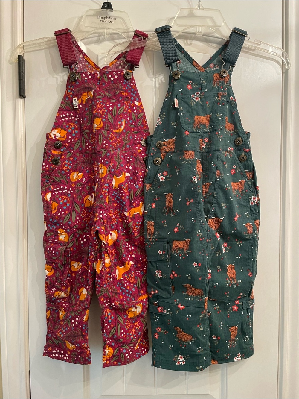 🌟RARE PRINTS🌟Set of 2 Duluth kids overalls, size 2T